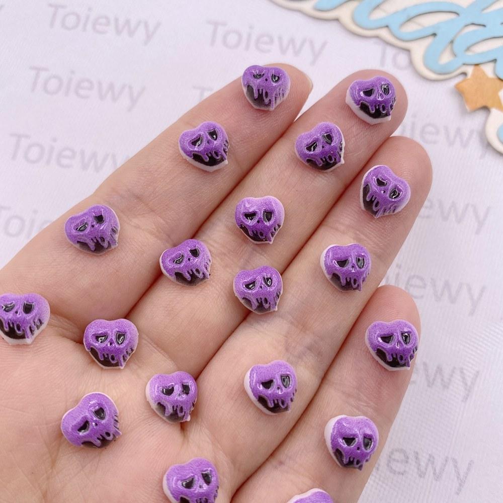 50pcs Resin Painted Halloween Decor Mini Colorful Skull Art Nail Flatback Rhinestone Applique DIY Wedding Scrapbook Decor Crafts