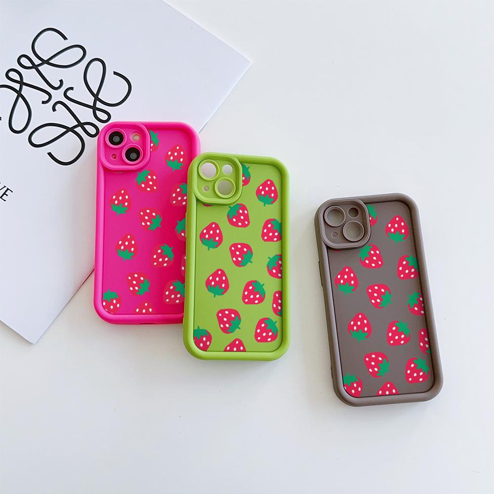Strabbery Pattern Soft TPU Phone Case for iPhone 17 Air 16 15 14 Pro Max Plus 13 12 Mini 8 7 X Xs Back Cover