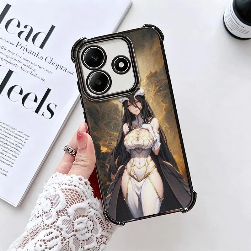 Albedo O-Overlords Anime Plating Phone Case For Xiaomi Redmi Note 14 15 Pro Plus 13 12 11 11S 11T 10 9S 9 5G Anti-Fall Airabag C