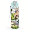 1 Stück Dschungel Wild Dinosaurier Fluss Landschaftliches Layout 750ml Farbe Kunststoff Wasserflasche Auslaufsicher Klappdeckel mit Strohhalm Für Sport Büro Heimgebrauch