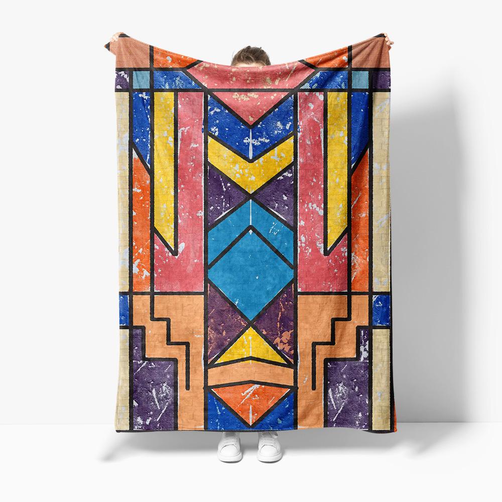 

Geometric Abstract Pattern Blanket Modern Art Throw Sofa Bed Cover Decorative Quilt for Home Decor Gift 75x100cm