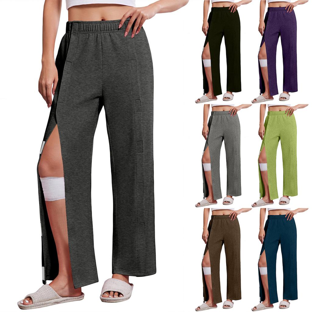 Women Away Pants with Pockets for Postoperative Hip Knee Leg Use Elastic Waistband Casual Athletic Trousers