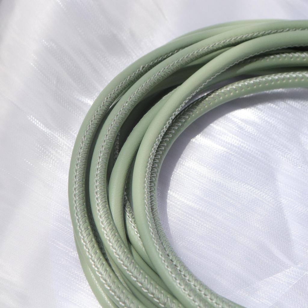 PU Leather Round Handle Strap with Lock Edge Stitching - DIY Traction Weaving Ornament E18