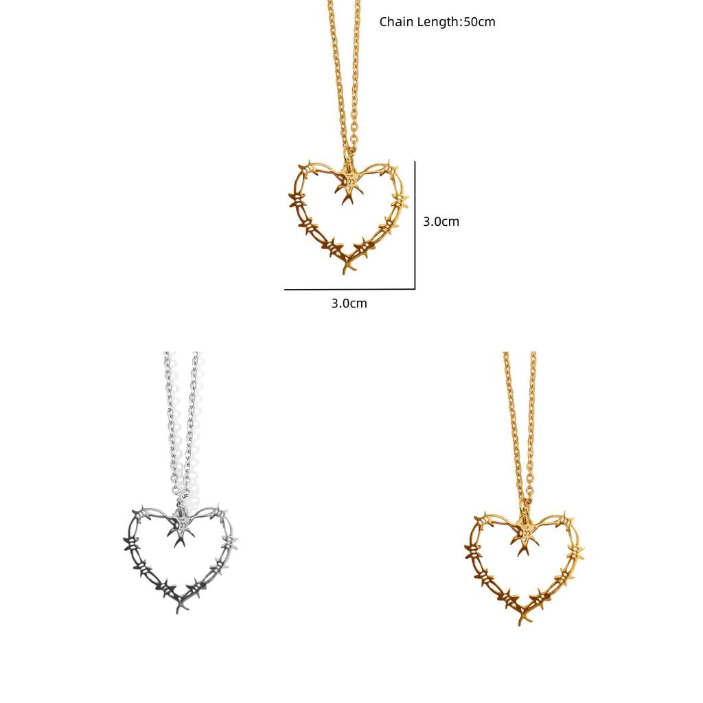 Gothic Heart Thorn Necklace With Cross Chain For Women Summer 2024