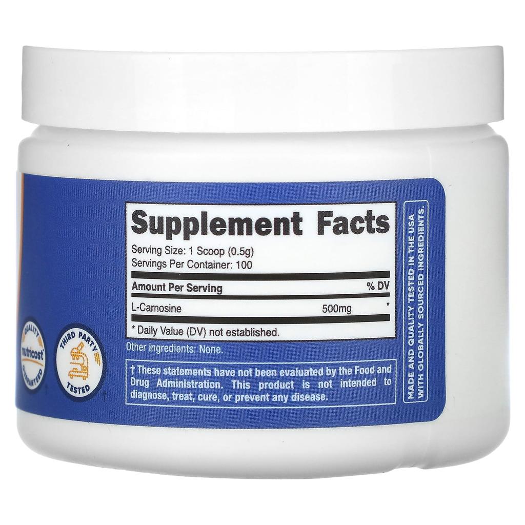 L-Carnosine, Unflavored, 50G (1.8Oz)