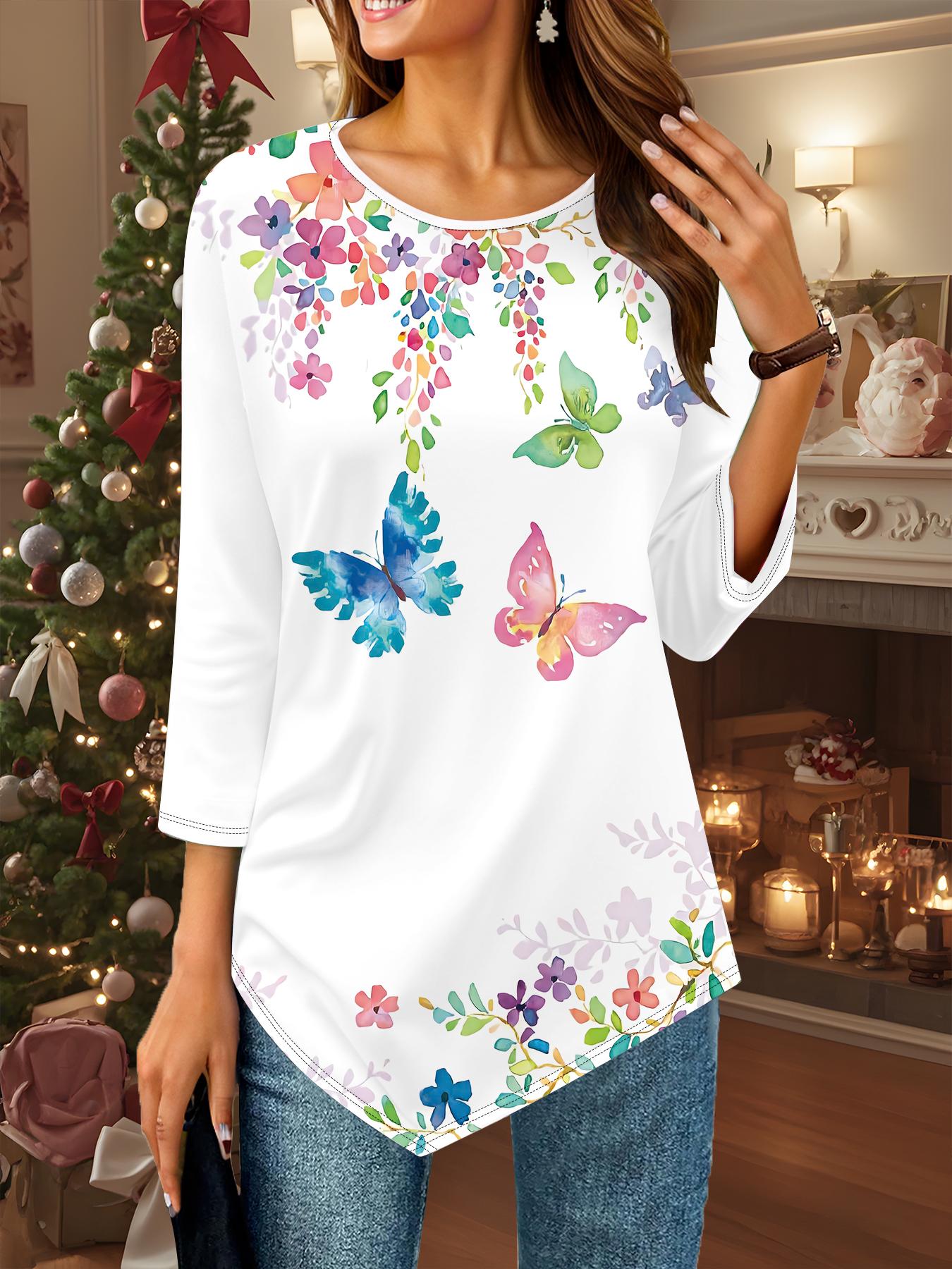 

Женская свободная футболка с круглым вырезом и рукавом три четверти, 3D цветочный узор XS розовый