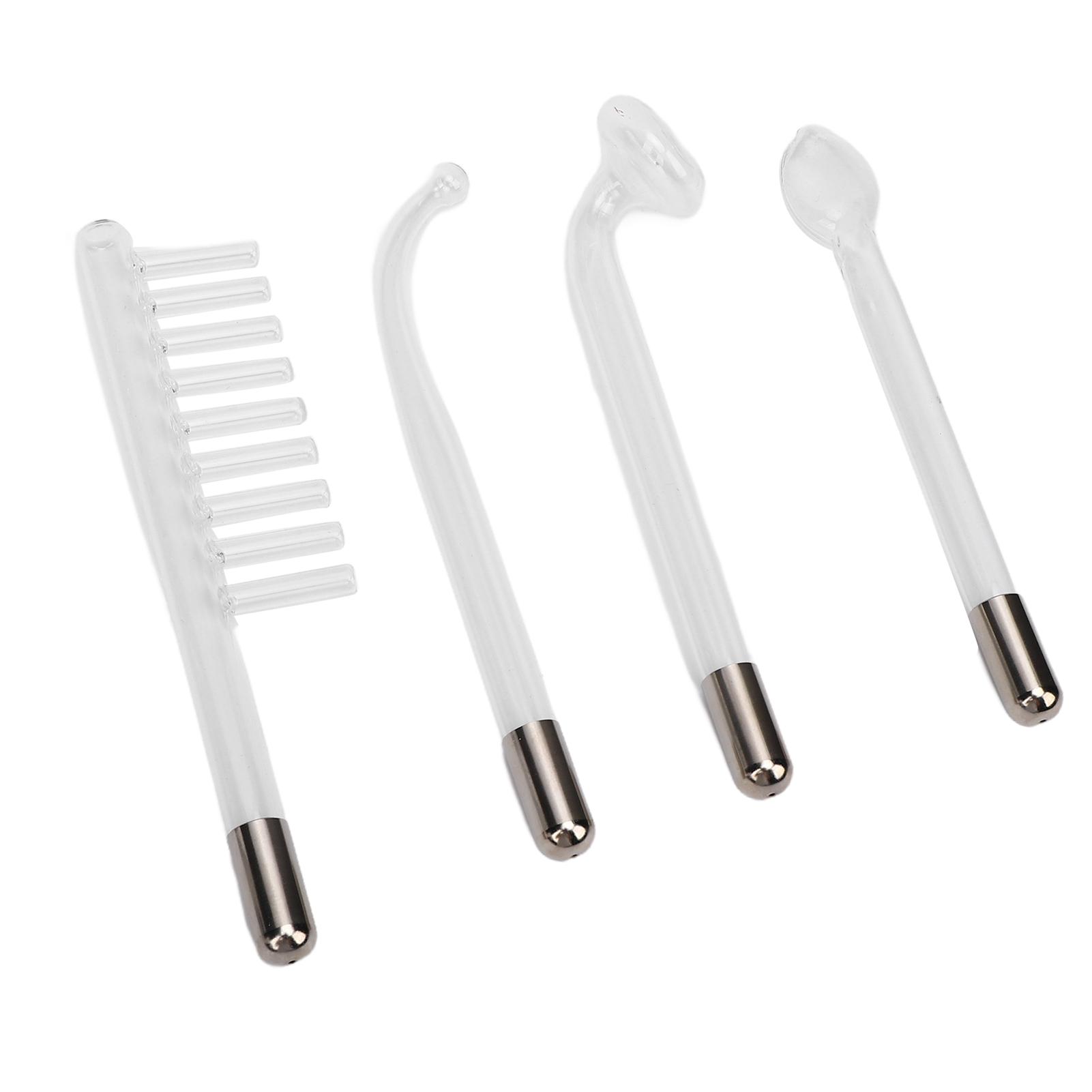 

4pcs Red Color Light Electrode Wand Glass Tube for Hi Frequency Instrument Handheld Electrode Wand Tube Spare Parts
