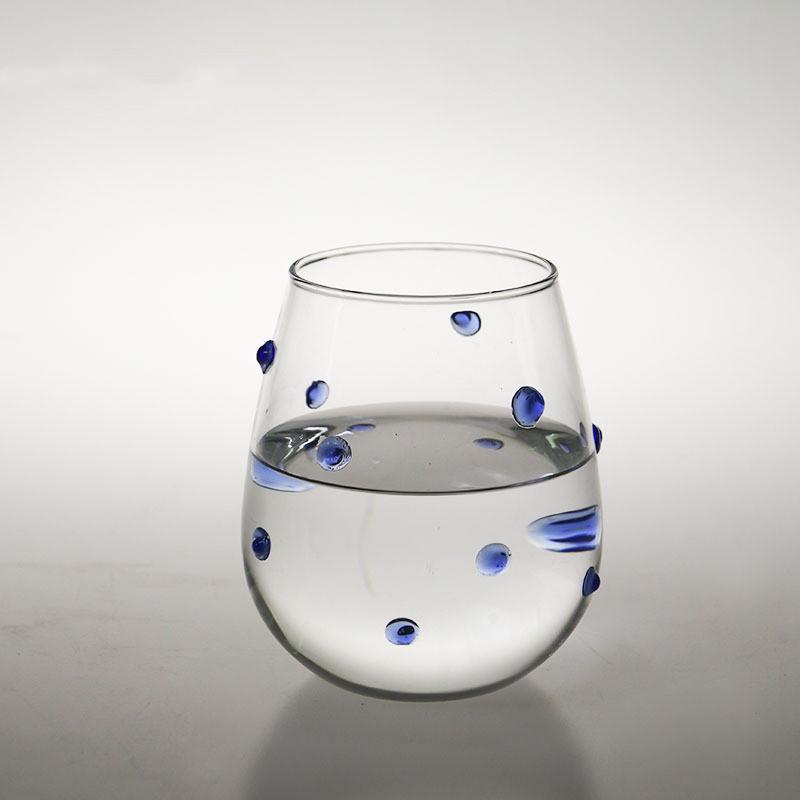 Creative Glass Cup Blue Irregular Dot Glasses Design Sense Bubble Water Cup Milk Juice Wine Cup Shot Glasses Cute Cups