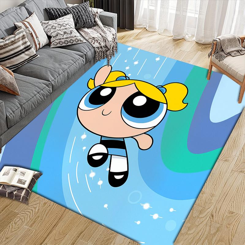 Powerpuff Girls Blossom Bubbles Buttercup Square Area Rug, Non-Slip Floor Mat for Bedroom, Perfect Gift for Fans.chl