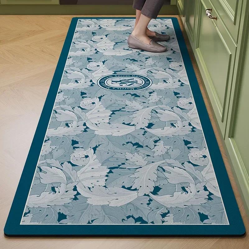 Kitchen Floor Mat Leather Pvc Carpet Waterproof Oil-proof Foot Mats Home Decoration Flower Floral Rug
