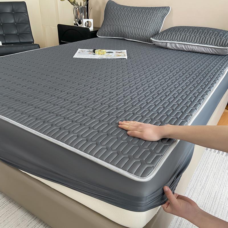 Class A Solid Color Cool Silk Latex Mattress Summer Ice Silk Mat Air Conditioner Mat High-End Washing Machine Washing 3Pcs