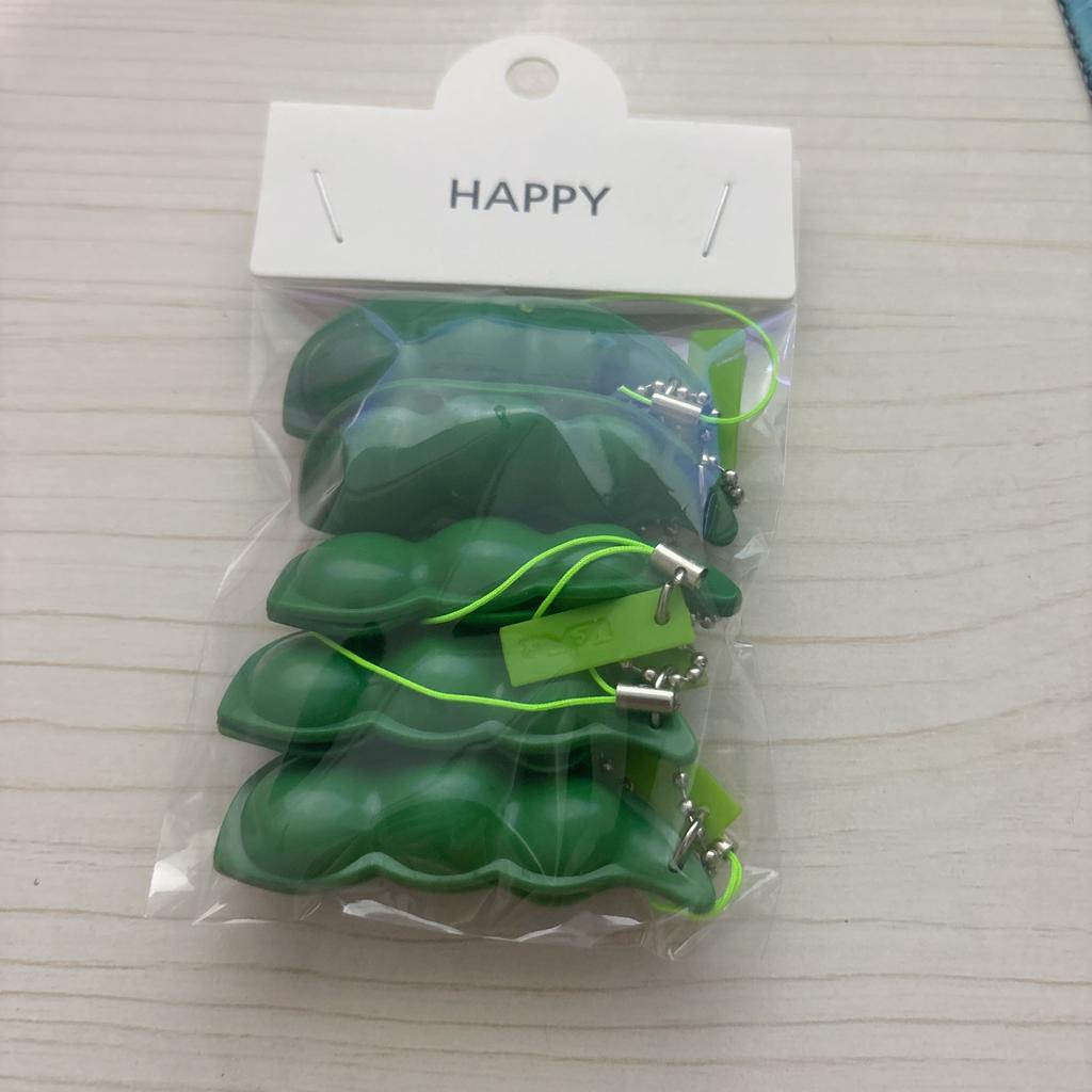 Fidgetleksaker Edamame Squishy Nyckelring Stresslindring Klämbönor Bönor Söt Vuxenleksak Avstressningspaket