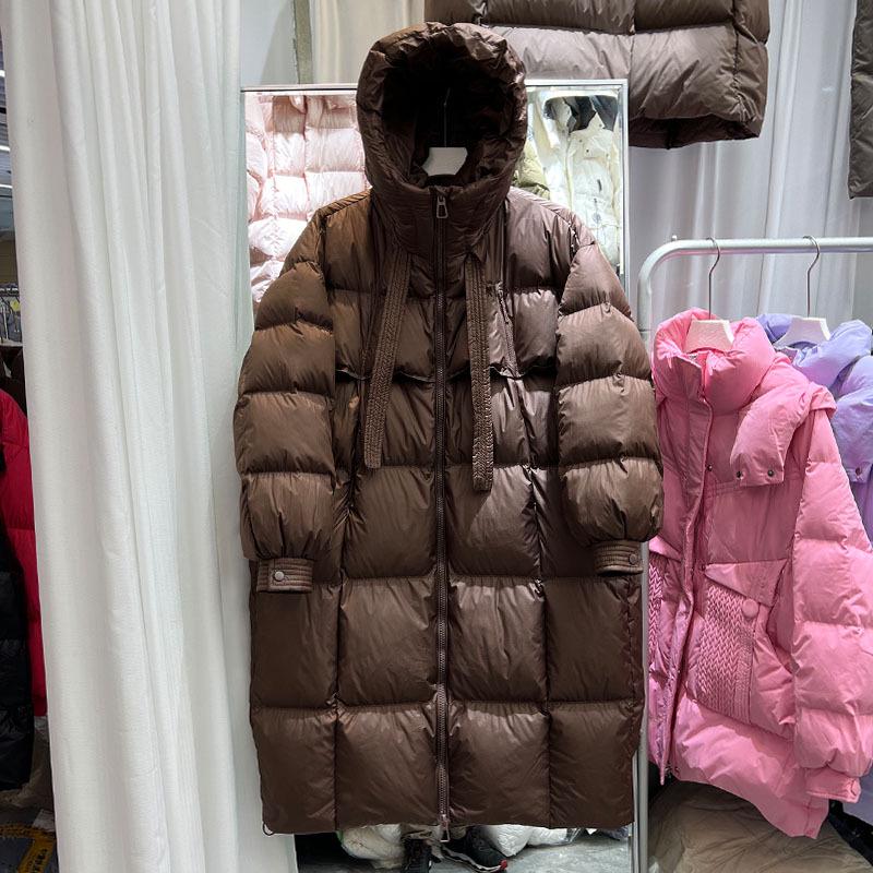 

Women s Long Over-the-Knee Korean Style White Duck Down Jacket - Plus Thick, Warm, Loose Fit (2025) Small кофейный