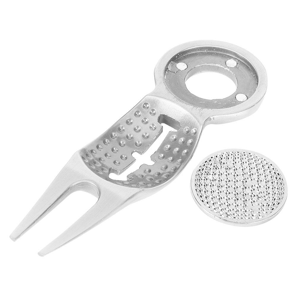 Zinc Alloy Golf Divot Repair Tool Magnet with Marker Line for Training Practicing(silver)