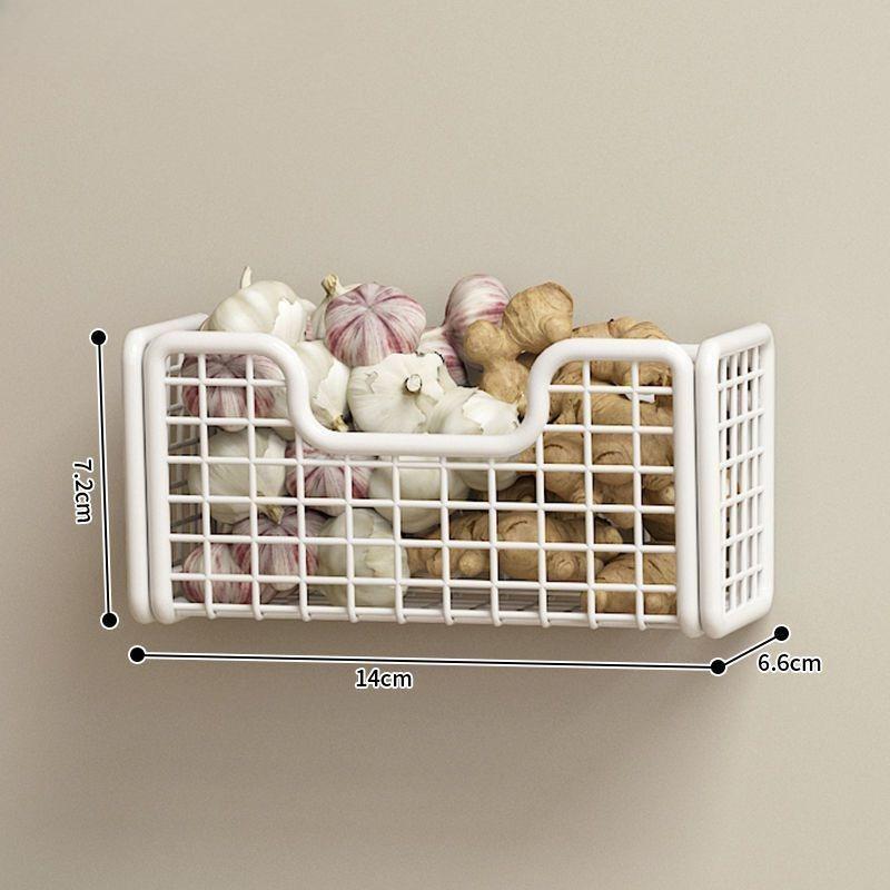 Black White Iron Wall-Mounted Storage Box with Punch-Free Installation - Baskets for Kitchen and Bathroom