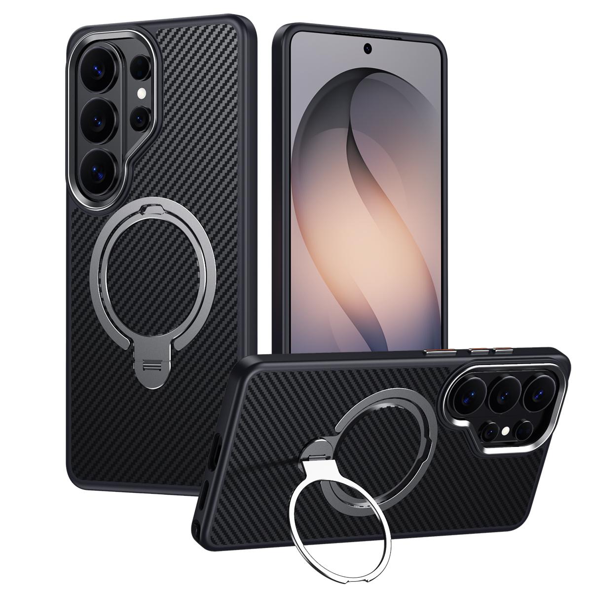 

Карбонове волокно Арамідовий стиль для чохла MagSafe для Samsung Galaxy S26 S23 S24 S25 Ultra Plus S26+ Тримач-підставка з кільцем Чохол LMD008 Galaxy S23
