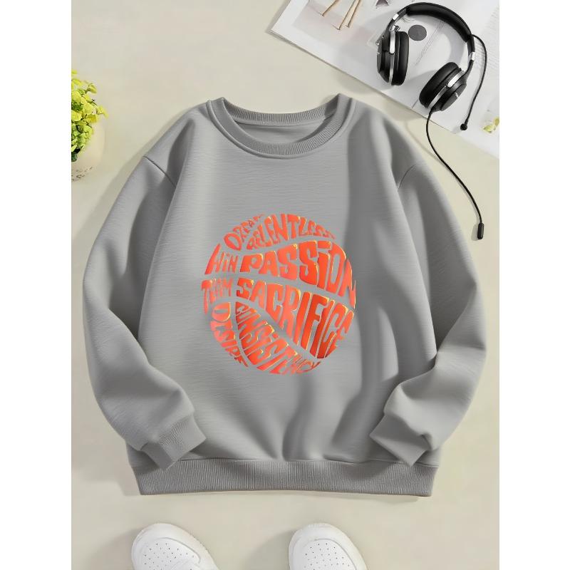 Kids Sweatshirt, Crew Neck Sweatshirt with Fashion Print, Halloween Christmas Football Accessories, Trendy Top,Soft Cotton Sweatshirt
