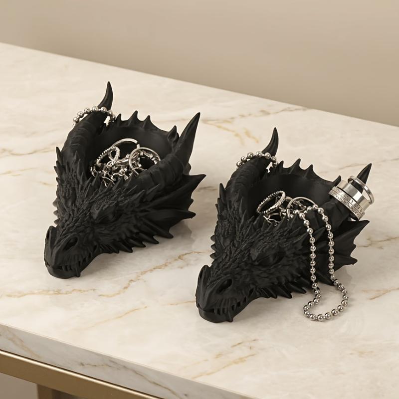 Cool Gothic Dragon Head Desktop Decor Dark Series Jewelry Storage Organizer Home Ornament Gift