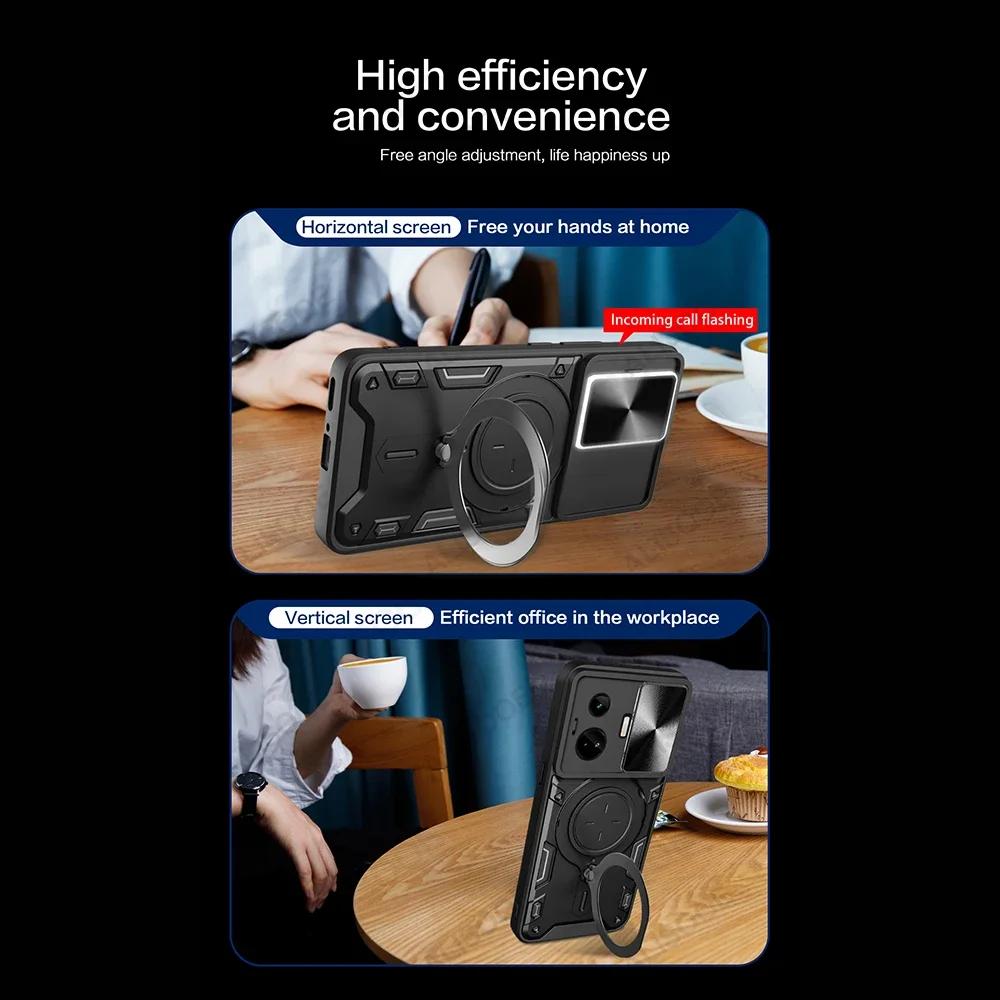 Funda for Realme GT Neo 5 Case Slide Camera Lens Magnetic Stand Protection Cover for OPPO Realme GT Neo 5 Capa