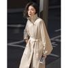 Women's Academy Style Cotton Double-Breasted Long Trench Coat