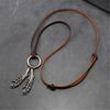 Retro Zinc Alloy Necklace Lightweight Brown Leather Neckchain Jewelry For Everyday Wear And Stylish Occasion
