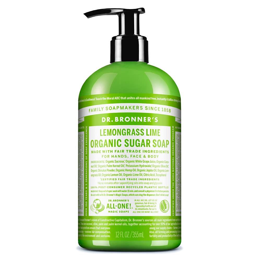 

Dr. Bronner s Sugar Soap LL (Lemongrass Lime) - A refreshing lemon-like scent. Highly moisturizing soap. 355ml