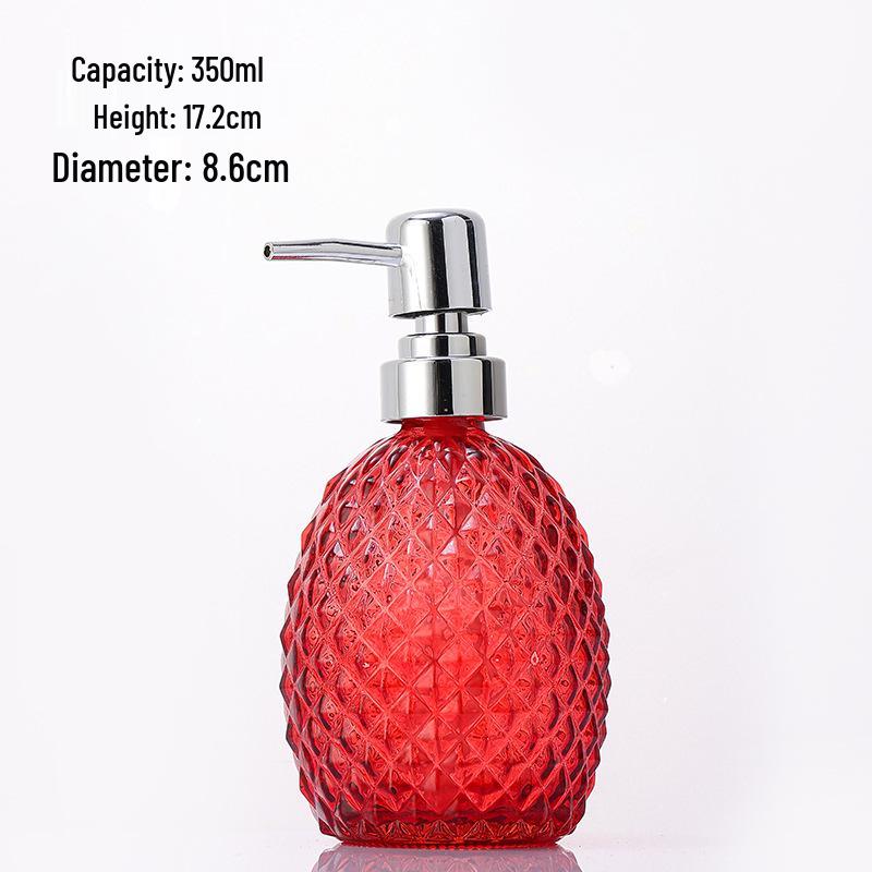 Colored Pineapple Glass Hand Sanitizer and Shower Gel Pump Bottle – Refillable, Sealed, Thickened, Patterned Empty Bottle.
