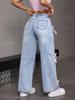 Europe Street Style Bowknot Wide Leg Washed Denim Pants