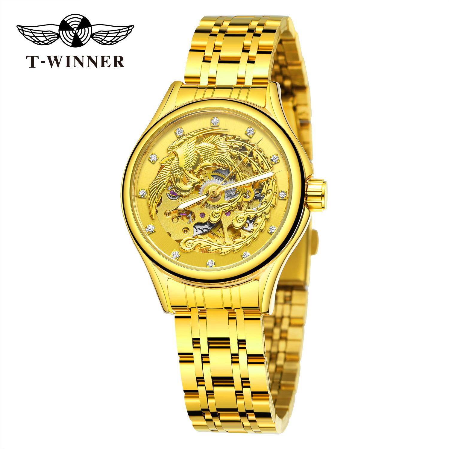 

WINNER Женские модные повседневные автоматические механические часы с вырезом Феникс