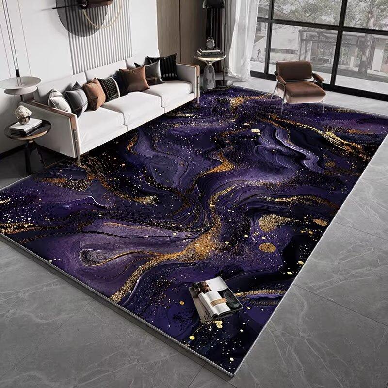 Modern Abstract Blackish Purple Living Room Decor Rug Light Luxury Big Size Gaming Room Carpet Soft Antiskid Tatami Mat Washable