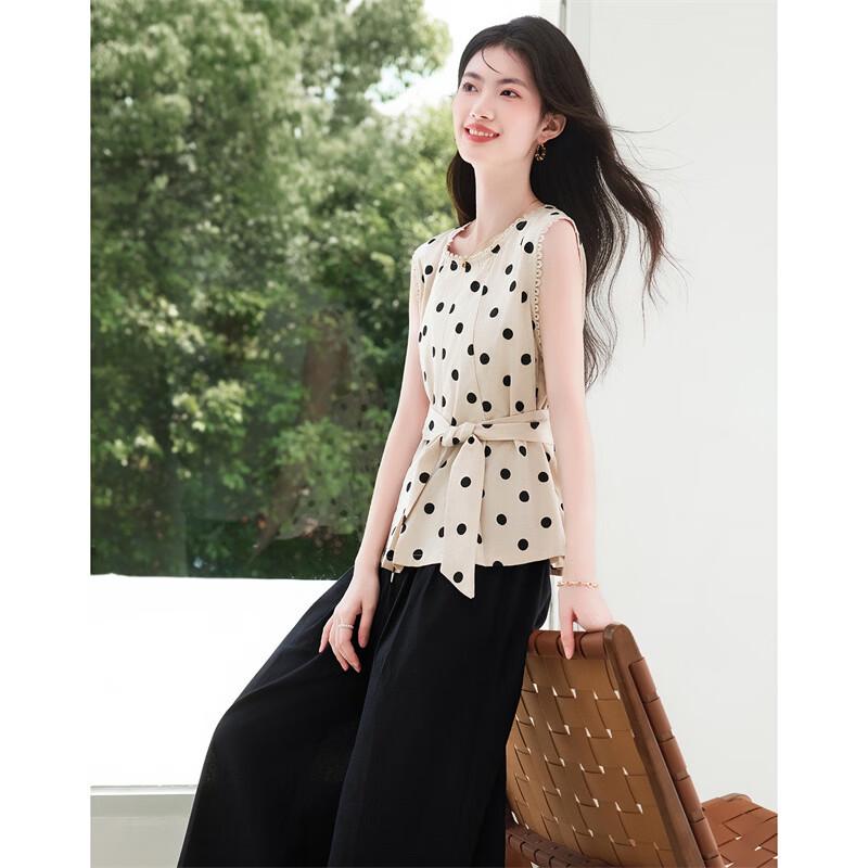 Linen Lyocell Sleeveless Top & Wide-Leg Pants Set