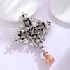 Broșă Cruce Vintage Baroc cu Strassuri pentru Femei Bărbați Cristal Perle Picătură de Apă Broșă Bijuterii pentru Birou Petrecere Cadou
