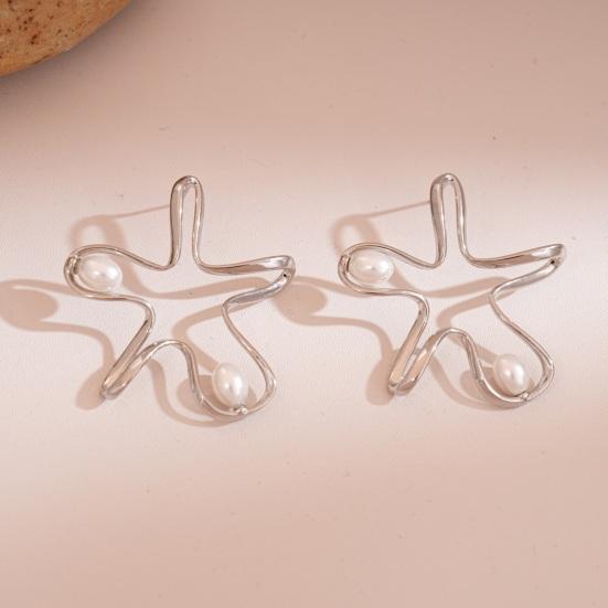Starfish Ear Studs with Faux Pearls Elegant Stud Earrings Coastal Beach Starfish Earrings for Daily Wear Parties Dates Vacation