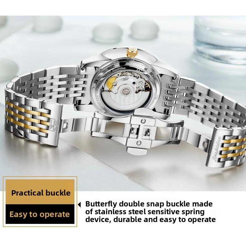 JIN SHI DUN Automatic Mechanical Watch, Fashionable Thin Waterproof Watch for Men