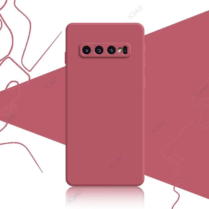 Luxury Square Liquid Silicone Covers for Samsung Galaxy S10 Plus S10E SamsungS10Plus Soft Phone Case Waterproof Housing