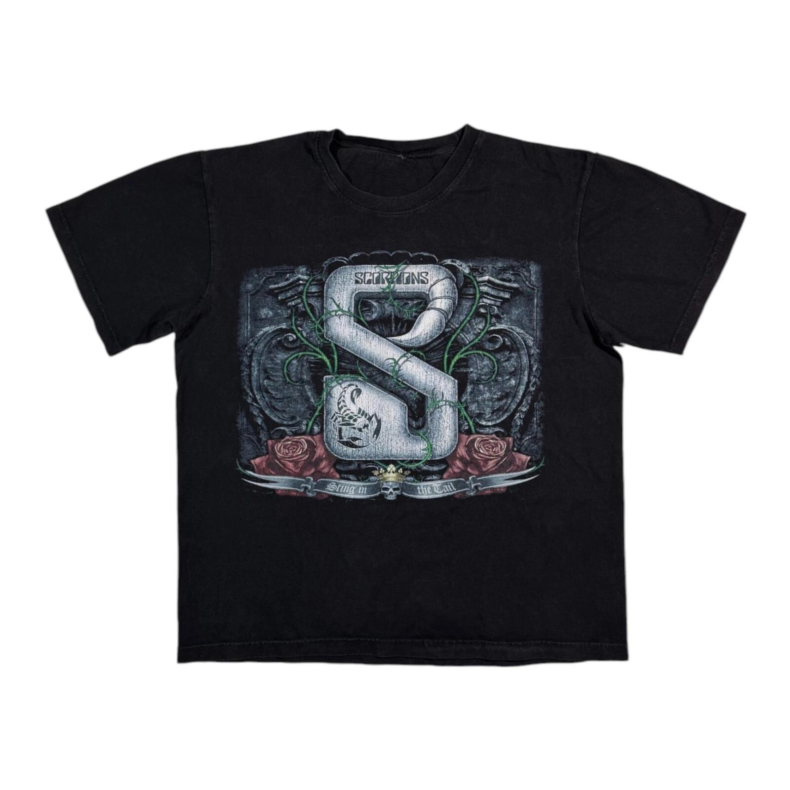 Vintage Scorpions T-shirt Hard Rock Heavy Metal Band Black Tee L S