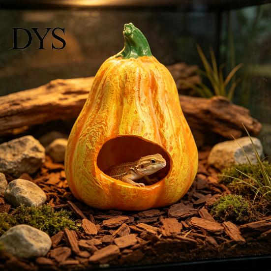 Fish Tank Landscaping Ornament Halloween Pumpkin Aquarium Hideout, Ghost Face Betta Reptile Accessories Hide Cave, Decorative Shrimp Hideaway for
