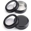 Foraineam 40 Pack 2 Ounce Round Tins Screw Lid Containers with Clear Window Matte Black Metal Empty Tin Cans Aluminum Travel Storage Jars for