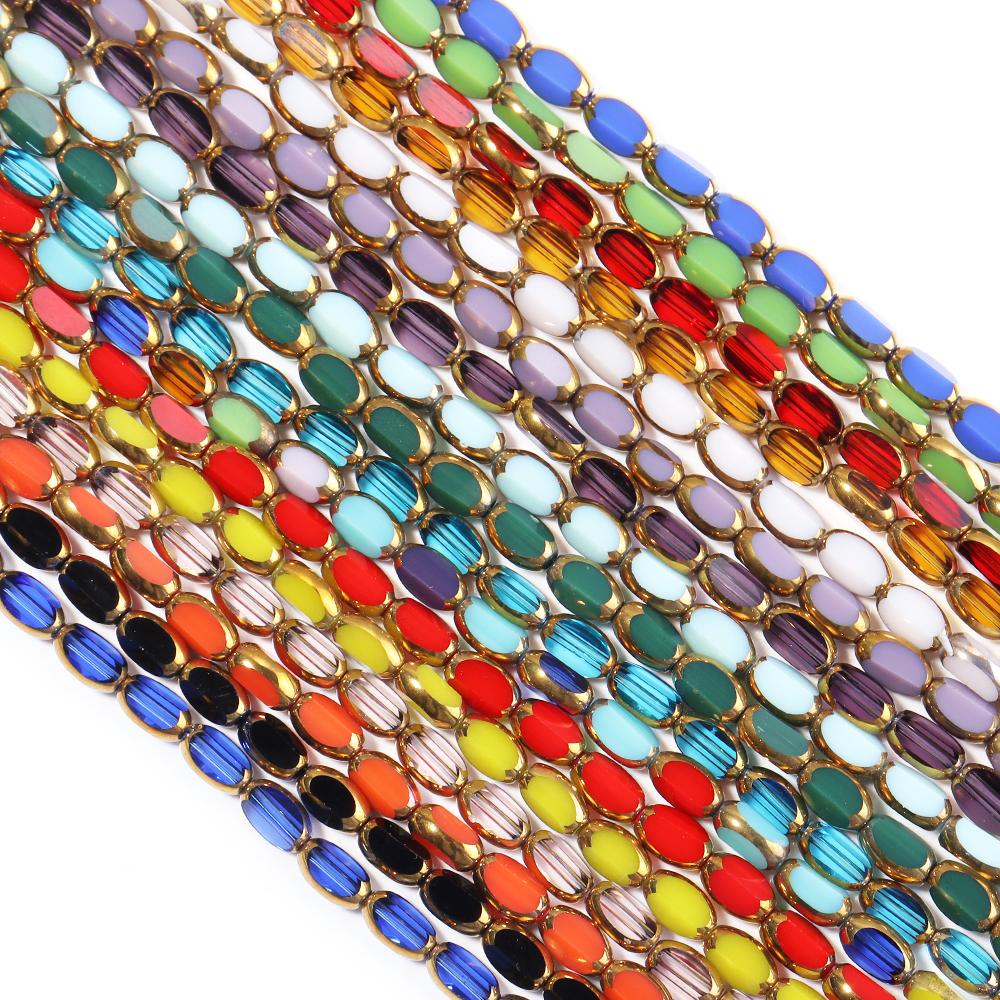 1 Strand 4x7mm Faceted Oval Crystal Beads Colorful Loose Spacer Glass Rice Beads For DIY Handmade Bracelet Necklace Accessories