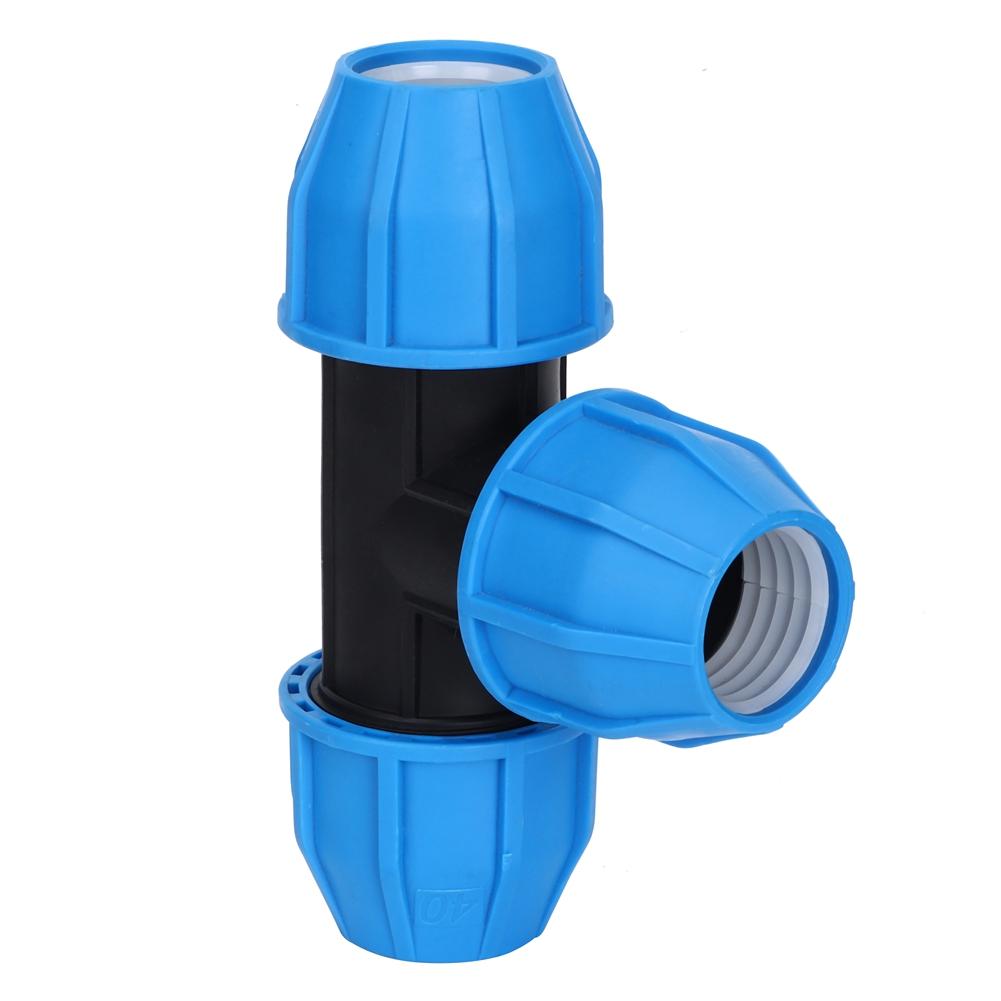 PE Plastic 40mm Tee Connector Water Pipe Fitting Connection Accessories