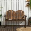 Panca da Giardino in Legno da Esterno, Sedia Loveseat da Patio con Schienale a Doghe e Braccioli Lisci per Due Persone, per Cortile, Prato, Portico, Finitura Carbonizzata