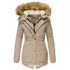 Giacca Invernale Calda da Donna con Collo in Pelliccia, Cerniera, Maniche Lunghe, Vestibilità Slim, con Cappuccio