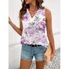 Womens Vintage Floral Print Sleeveless V-Neck Top Comfortable Casual Blouse Soft Cotton-Like Fabric 2025