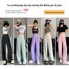 Women's Purple Ice Silk High-Waisted Wide-Leg Chiffon Pants - Summer Sun Protection, Loose Fit, Drapey Design.