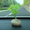Car Ornoments Creative Simulation Plant Coppery Herb Zen Potted Stone Decoration Solid Ointment Luxury Cars Interior Accessories