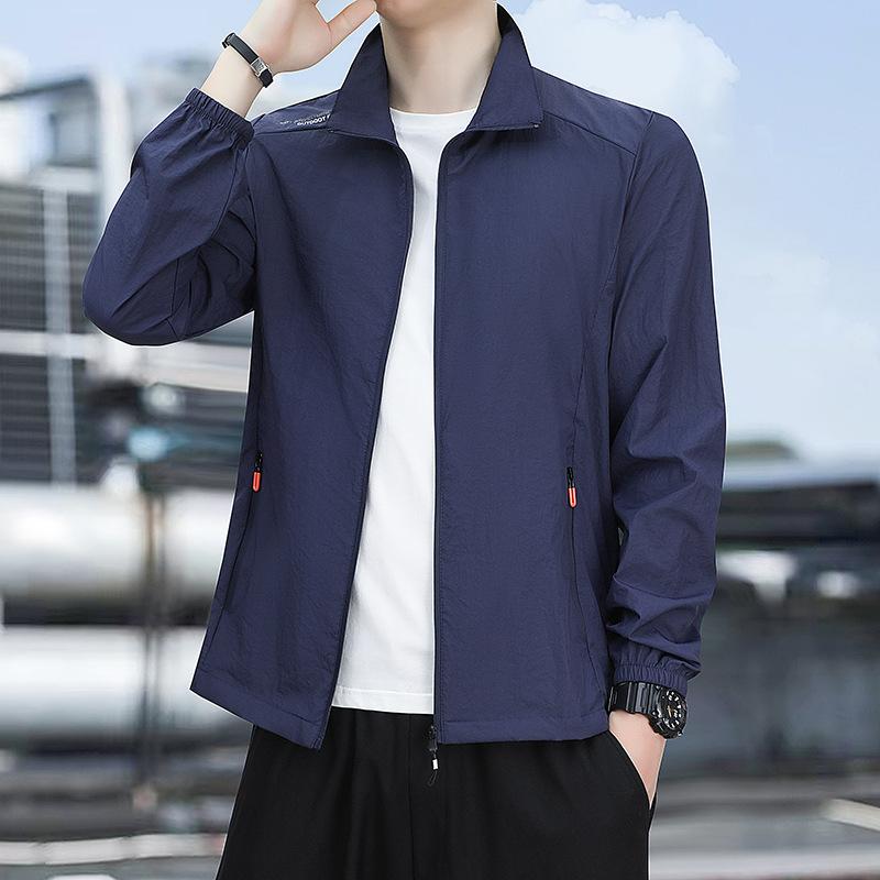 

Sunscreen Clothing for Men In Summer Standing Collar Breathable Quick Drying Skin Clothing for Men Summer Coat Ultra-thin Sunscreen Clothing L
