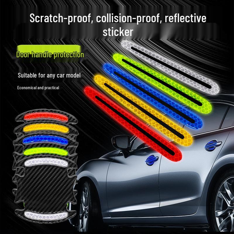 Car Door Anti-Collision Carbon Fiber Texture Reflective Protection Sticker