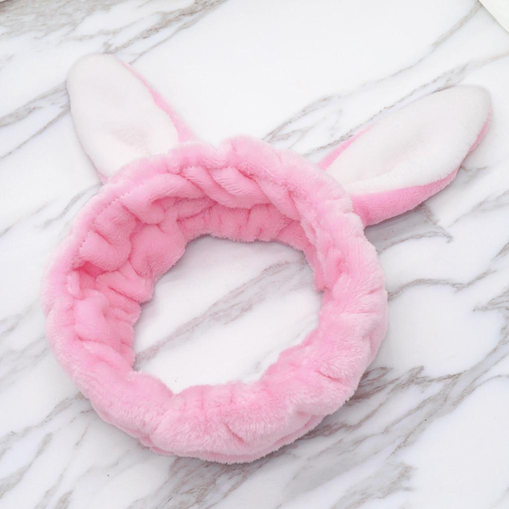 Plush Ear Headband Women Washing Face Makeup Hair Band Loop Soft Elastic Head for Shower