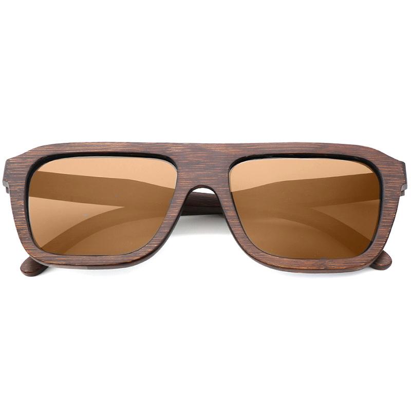 Retro Bamboo Sunglasses for Men Women Polarized UV400 Handmade Over Size Rectangle Sunglasses with Wood Case Bamboo