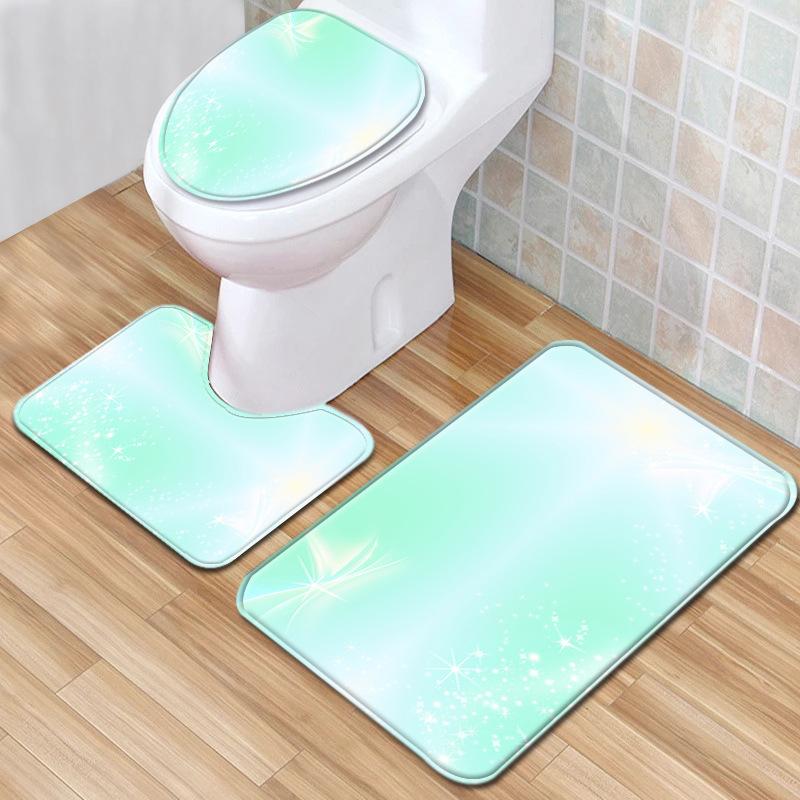 Colorful Gradual Change Toilet Floor Mat Three-Piece Bathroom 3-Piece Carpet Door Mat